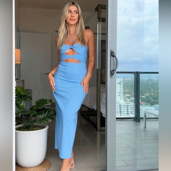 Zara Blue Cut Out Dress - Picture 8 of 17